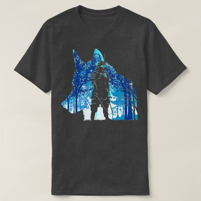 Samurai wolf temple japanischer Krieger katanas T-Shirt (Design vorne)