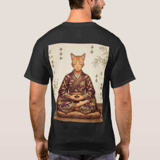 Samurai & Zen Orange Cat - Double sided T-Shirt