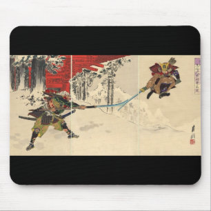 Samuraikampf im Schnee circa 1890 Mousepad