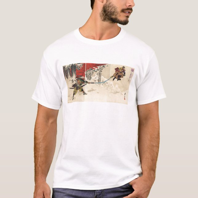 Samuraikampf im Schnee circa 1890 T-Shirt (Vorderseite)