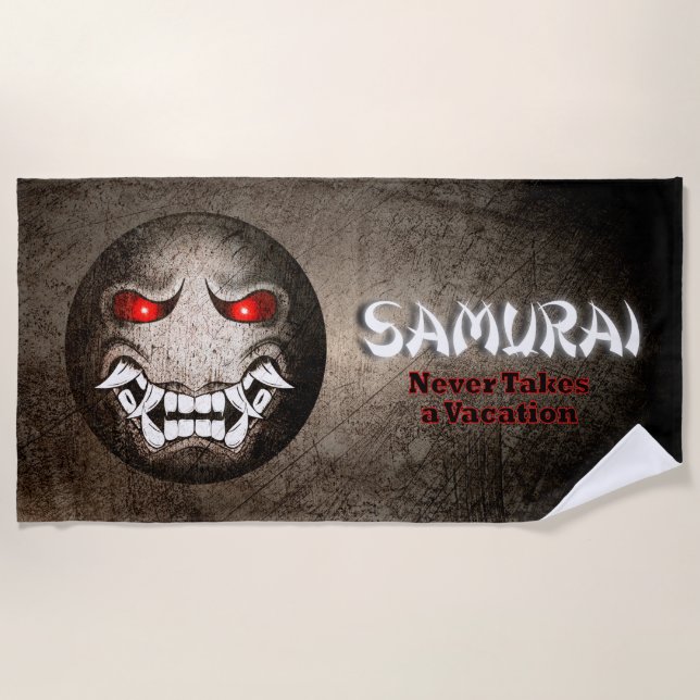 Samuraimoji Vintage Strandtuch (Vorderseite)