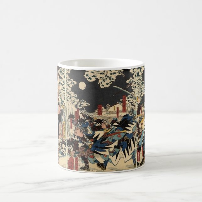 Samurais am Krieg im Schnee circa 1800's Kaffeetasse (Mittel)