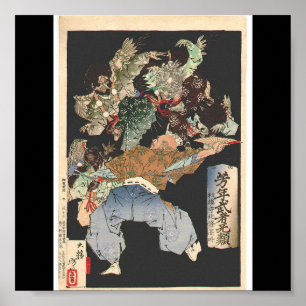 Samurais angegriffen durch Tengu, circa 1883 Poster