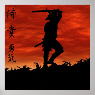 Samurais auf dem Hügel Poster