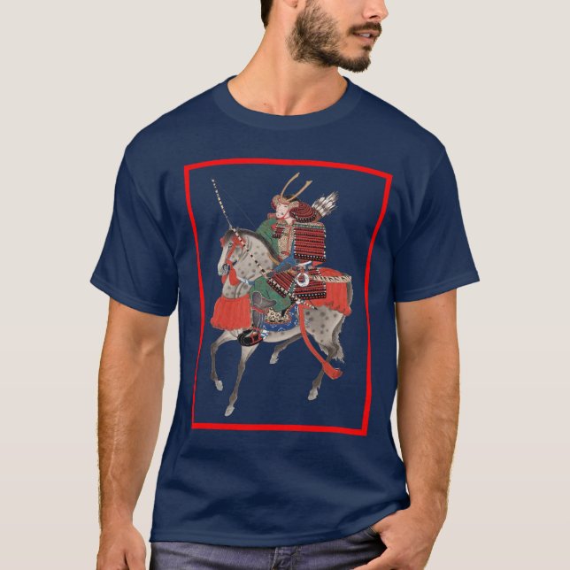 Samurais auf Pferderückseite T-Shirt (Vorderseite)
