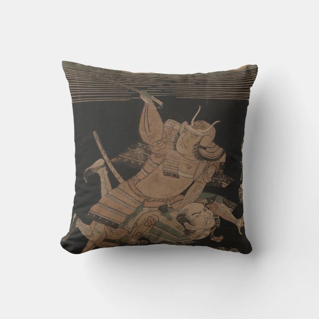 Samurais, die nachts circa 1770 kämpfen kissen (Vorderseite)
