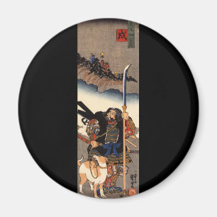 Samurais mit seinem Hund, circa 1800's Magnet