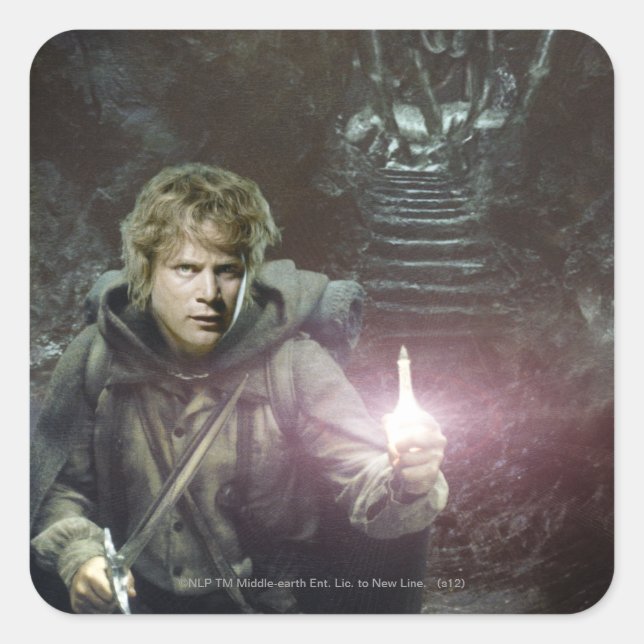 Samwise und SHELOB™ Quadratischer Aufkleber (Vorderseite)