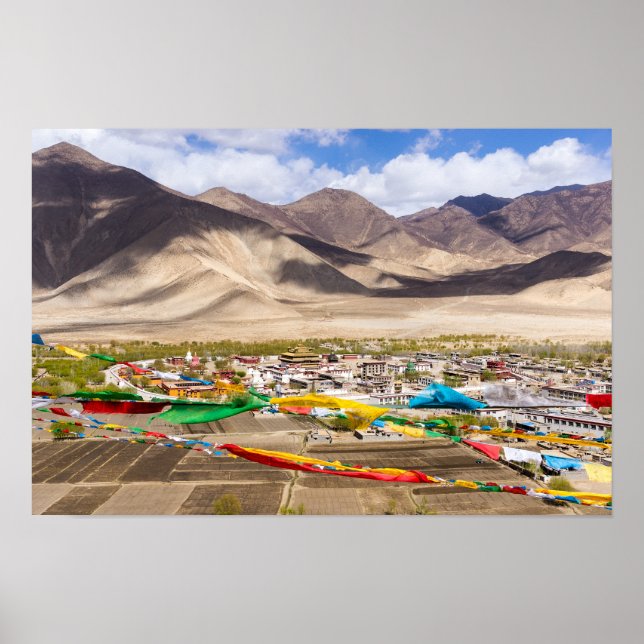 Samye Kloster Luftbild - Tibet, Asien Poster (Vorne)