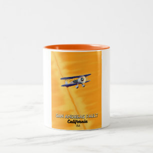 San Andreas Fehler California USA Reiseplakat. Zweifarbige Tasse