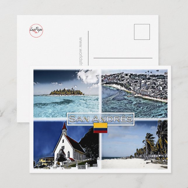 San Andres - Kolumbien - Mosaik - Postkarte (Vorne/Hinten)