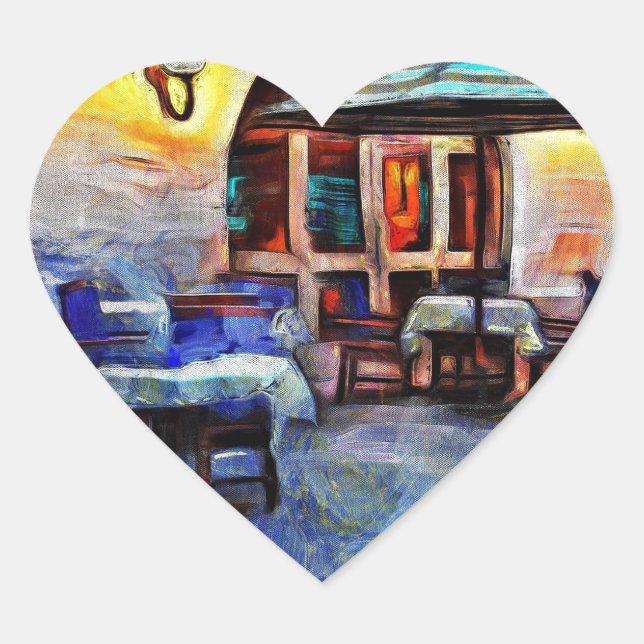 San Antonio Cafe Herz-Aufkleber (Vorderseite)