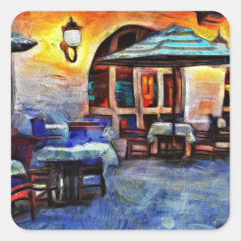 San Antonio Cafe Quadratischer Aufkleber