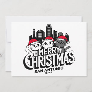 San Antonio City Texas Merry Christmas Cats USA Einladung