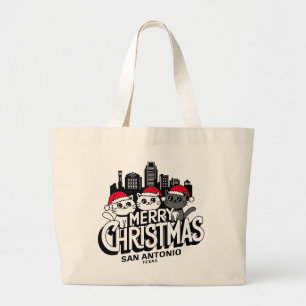 San Antonio City Texas Merry Christmas Cats USA Jumbo Stoffbeutel