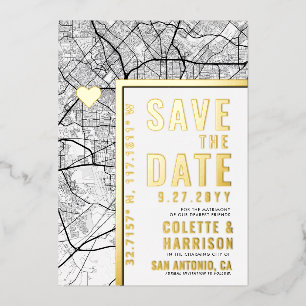 San Antonio Love Locator Hochzeit Save the Date Folieneinladung