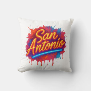 San Antonio Neon Street Art Spritzer Design Kissen