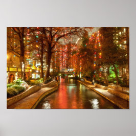 San Antonio Riverwalk über das Weihnachtsgebäck Poster