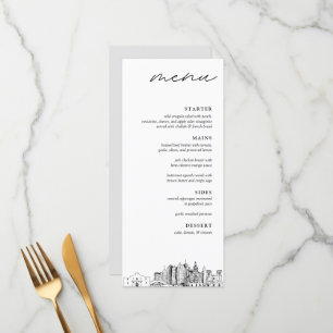 San Antonio Skyline Modern Wedding Dinner Menu Menükarte