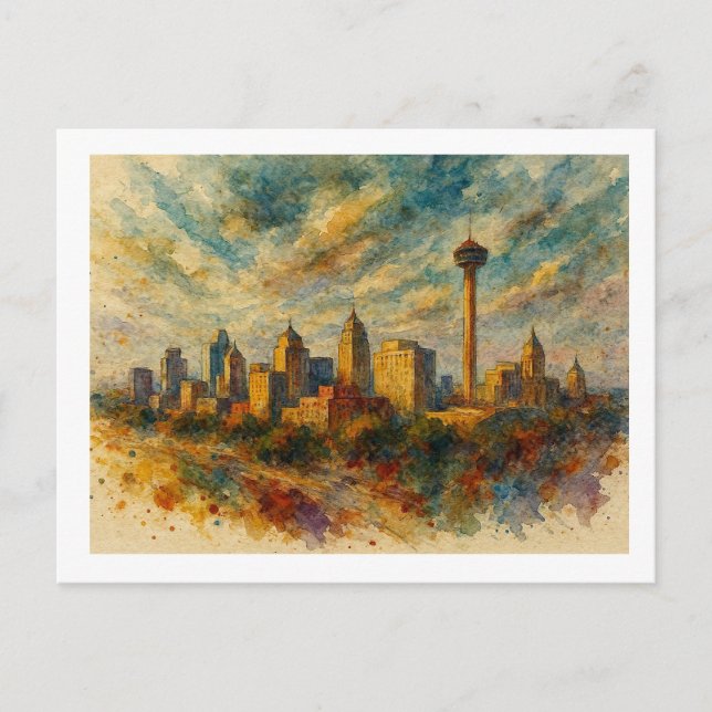 San Antonio Skyline,  Postkarte (Vorderseite)