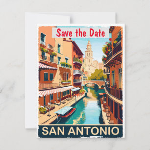 San Antonio Termin vormerken Vintage-Postkarte Save The Date