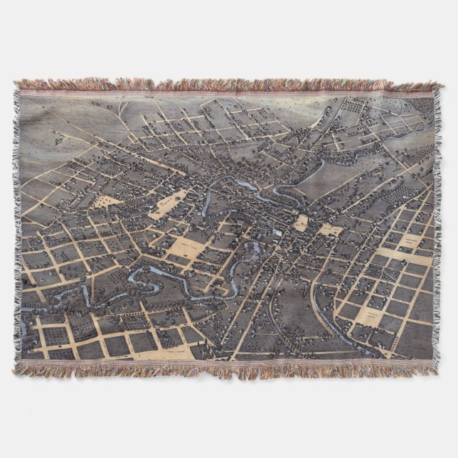 San Antonio, Texas, Antike Luftkarte, 1873 Decke (Vorderseite)
