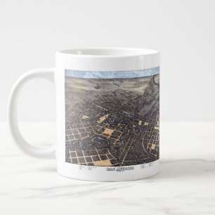 San Antonio, Texas, Antike Luftkarte, 1873 Jumbo-Tasse