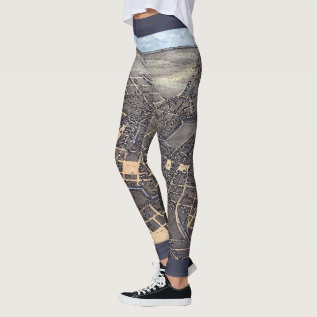 San Antonio, Texas, Antike Luftkarte, 1873 Leggings (Links)