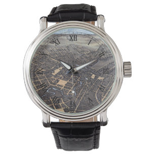 San Antonio, Texas, Antike Luftstadtkarte, 1873 Armbanduhr