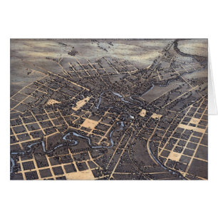 San Antonio, Texas, Antique Aerial City Map, 1873