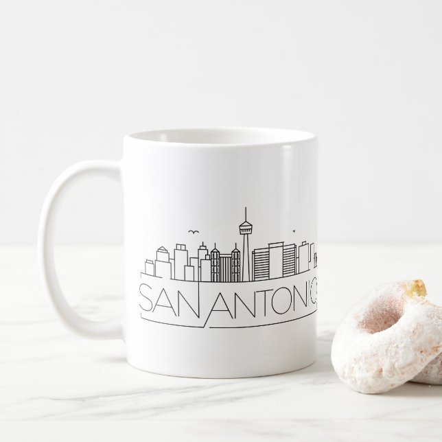 San Antonio, Texas| City Stylized Skyline Kaffeetasse (Mit Donut)