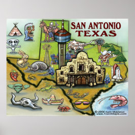 San Antonio TEXAS Karte Poster