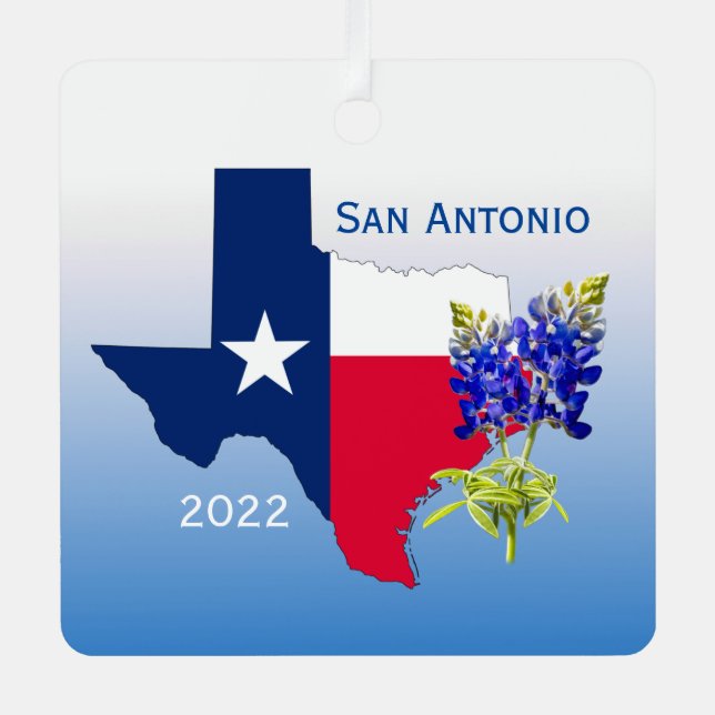 San Antonio Texas, Kontur & Bluebonnets Ornament (Vorderseite)