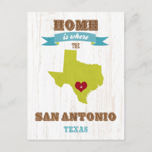 San Antonio, Texas Map - Zuhause ist das Herz Postkarte