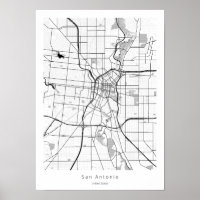 San Antonio Texas Minimal Modern Street Karte