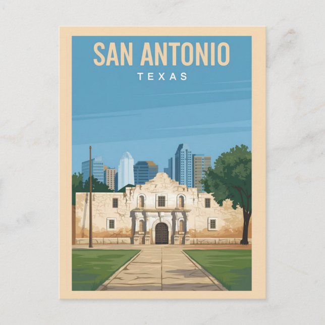 San Antonio, Texas, Mission Alamo Postkarte (Vorderseite)
