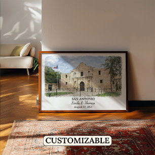 San Antonio Texas Poster, Aquarell, Maßgeschneider Poster