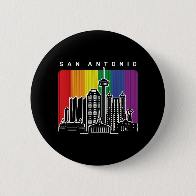 San Antonio Texas Rainbow Flag LGBTQAI Pride Button (Vorderseite)