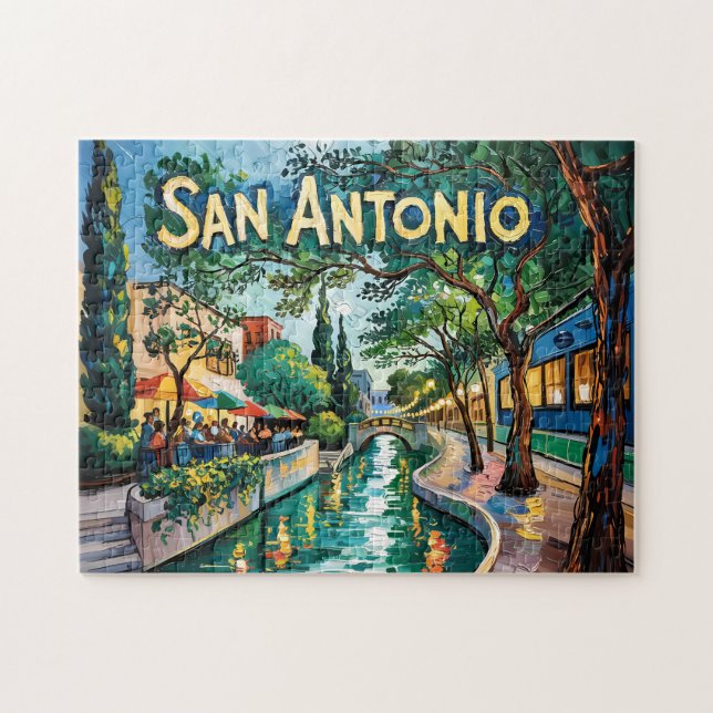 San Antonio Texas River Walk Van Gogh Vibrant City (Horizontal)