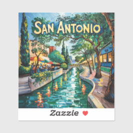 San Antonio Texas River Walk Van Gogh Vibrant City Aufkleber