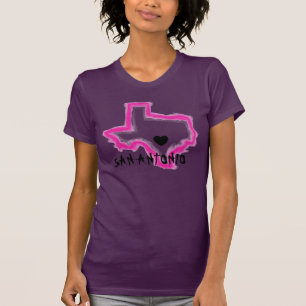 San Antonio Texas rosa Grunge-Kontur-Dament-stück T-Shirt