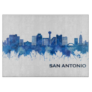 San Antonio Texas Skyline Blue Schneidebrett