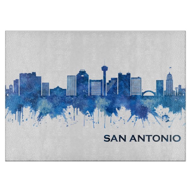 San Antonio Texas Skyline Blue Schneidebrett (Vorderseite)