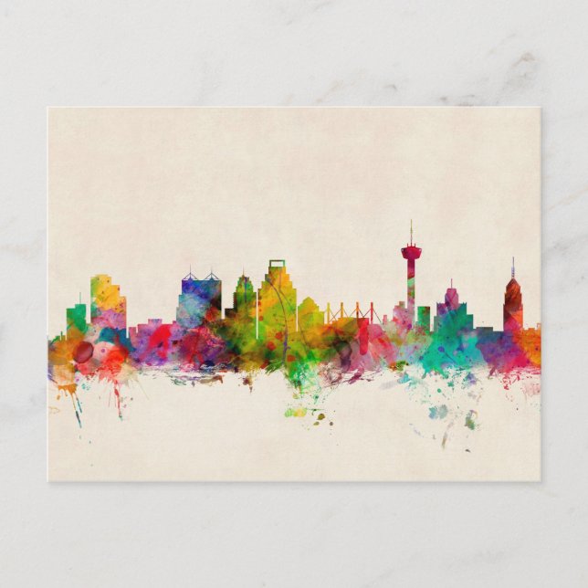San Antonio Texas Skyline Cityscape Postkarte (Vorderseite)