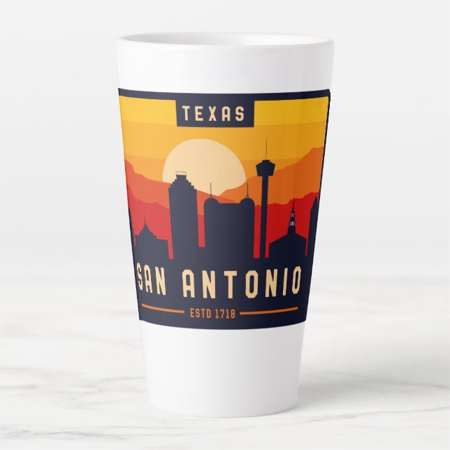 San Antonio Texas Skyline Cityscape Souvenir Milchtasse (Vorderseite)