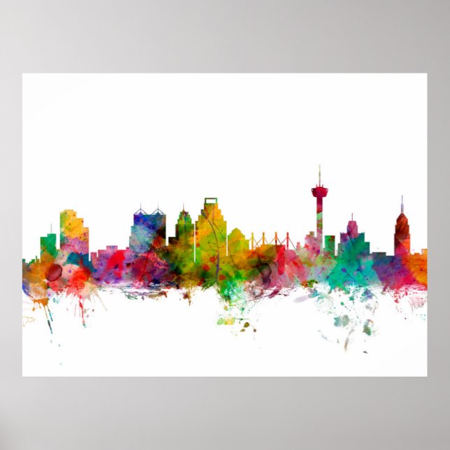 San Antonio Texas Skyline Poster (Vorne)