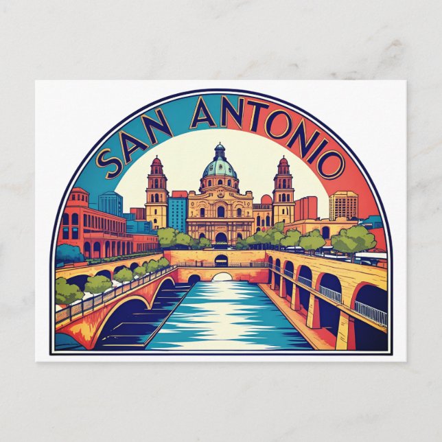 San Antonio Texas Skyline Postkarte (Vorderseite)