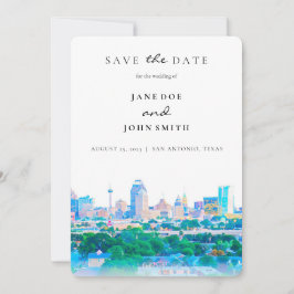 San Antonio Texas Skyline Save the Date Karte