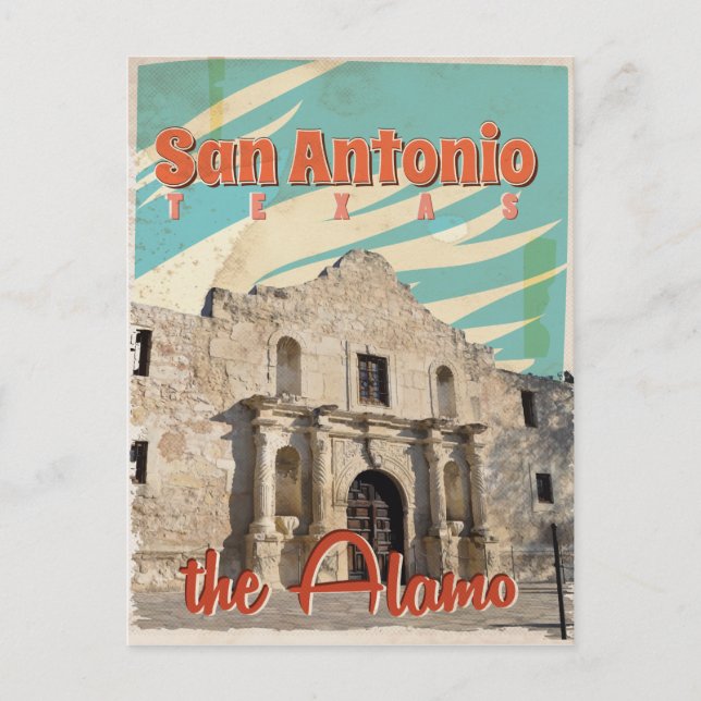 San Antonio, Texas, The Alamo Travel Poster Postkarte (Vorderseite)