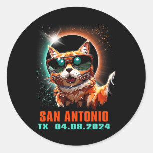 San Antonio Texas Total Solar Eclipse 2024 Runder Aufkleber